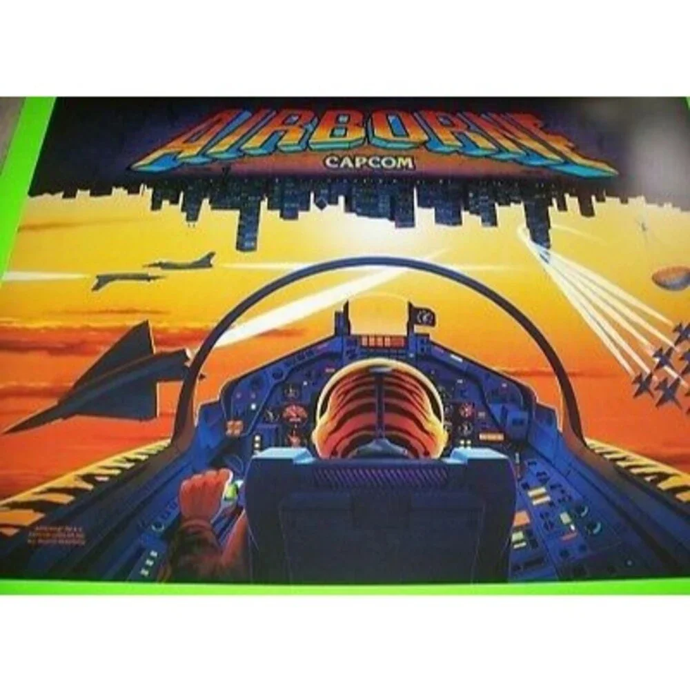 Capcom AIRBORNE Original NOS Pinball Machine Translite Military Aircraft Artwork